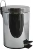 A shiny silver pedal bin with a black pedal and a black inner bucket visible through the reflection. Produktbild-Vorschau