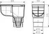 Technical drawings of a roof gutter drain with dimensions. Produktbild-Vorschau