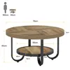 Diagram showing the dimensions of a round coffee table with a person for scale. Náhľad obrázku produktu
