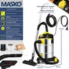 A Masko industrial vacuum cleaner with various accessories and descriptive text. Produktbild-Vorschau