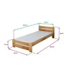 A wooden single bed with dimensions indicated by measurement lines and text. Produktbild-Vorschau
