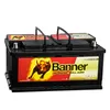 A black car battery with red and yellow branding, including a bull graphic. Produktbild-Vorschau
