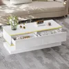 Merax Couchtisch Hochglanz Warmweiß mit Goldkante, Produktbild-Vorschau 3
