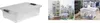 A collage of images showing clear storage boxes, one in isolation and others in use for organization. Náhled obrázku produktu