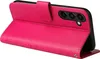 A pink flip case for a smartphone is shown from a diagonal angle, with the front cover open. Produktbild-Vorschau
