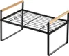 A black metal kitchen shelf with wooden handles, shown against a white background. Anteprima dell’immagine prodotto