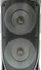 A close-up view of a black portable Bluetooth speaker with two speaker grills. Produktbild-Vorschau