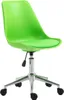 A green office chair with a silver base and wheels, isolated on a white background. Voir les images du produit