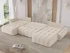 A beige sectional sofa is shown in a well-lit room with a large window and decorative wall art. Produktbild-Vorschau