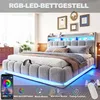 Polsterbett 180 × 200 cm mit Bouclé-Bezug, hydraulischem Produktbild-Vorschau 4