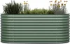 A green metal raised garden bed filled with various plants. Produktbild-Vorschau
