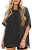 Damen-T-Shirt mit Rippstrick, Fledermausärmeln und lockerer Produktbild-Vorschau 1