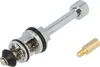 A close-up studio shot of a plumbing valve component and a small brass adapter against a white background. Produktbild-Vorschau