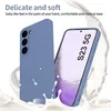 A purple phone case and a phone with a purple case are shown against a white background with splashes of white liquid. Produktbild-Vorschau