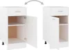 Two white kitchen cabinets are shown side-by-side, with arrows indicating a possible configuration. Náhľad obrázku produktu
