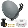 PremiumX SAT Anlage 80cm Antenne Quad LNB 50m Kabel 8x Produktbild-Vorschau 1