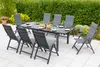 A garden dining set with a table and chairs on a patio, surrounded by greenery. Produktbild-Vorschau