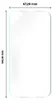 A diagram showing the dimensions of a screen protector. Produktbild-Vorschau