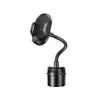A black car phone holder with a flexible gooseneck arm and a cupholder base, isolated on a white background. Náhľad obrázku produktu