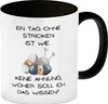 Einen Tag ohne Stricken Kaffeebecher in schwarz mit Spruch Produktbild-Vorschau 1