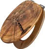 A wooden toilet seat with a natural wood grain pattern and a bamboo base, shown from a slightly elevated angle. Podgląd zdjęcia produktu