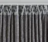 A close-up view of dark gray curtains hanging from a white curtain rod. Produktbild-Vorschau