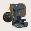A close-up view of a child car seat with an inset showing a detail of the headrest adjustment mechanism. Voir les images du produit