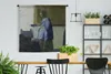 MuchoWow® Wandteppich Wandbehang Frau in Blau liest einen Produktbild-Vorschau 2