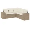 Design 5-tlg. Garten-Sofagarnitur mit Kissen Beige Poly Produktbild-Vorschau 2