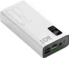 A white BOT power bank with a digital display showing 100% charge. Voir les images du produit