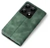 A green flip cover phone case is shown from a diagonal top-down view against a white background. Produktbild-Vorschau
