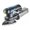 A cordless triangular sander with a dust bag attached. Voir les images du produit