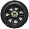 A close-up studio shot of a black scooter wheel with a bearing in the center. Produktbild-Vorschau