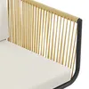 Close-up of a chair's armrest and seat cushion, showing the woven rope detail. Produktbild-Vorschau