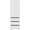 A tall, narrow white cabinet with three drawers at the bottom and a large plain panel at the top, set against a white background. Produktbild-Vorschau