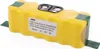 A yellow rechargeable battery pack for an iRobot Roomba vacuum cleaner, shown against a white background. Voir les images du produit