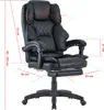 A black office chair with dimensions indicated by red lines and text. Produktbild-Vorschau