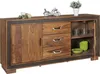 Rustikales Sideboard, Sheesham Massivholz, Kunstleder. Produktbild-Vorschau 2