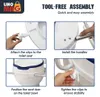 Collage of four images showing the assembly steps of a toilet seat riser with handles. Anteprima dell’immagine prodotto