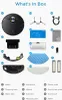 A collage of parts for a robot vacuum cleaner, with each part labeled. Podgląd zdjęcia produktu