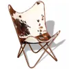 vidaXL Butterfly-Sessel Braun und Weiß Echtes Kuhfell Produktbild-Vorschau 10