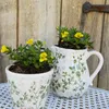 Clayre & Eef Pot de fleurs Ø 12x10 cm Vert Beige Céramique Voir les images du produit 4