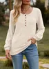 ASKSA Damen Langarmshirt Rundhals Knoepfen Rippstrick Produktbild-Vorschau 2
