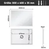 Diagrams and dimensions of an LED bathroom mirror. Náhľad obrázku produktu