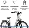 Close-up view of an electric bicycle with feature callouts. Produktbild-Vorschau