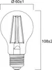 A technical drawing of an LED light bulb with dimensions indicated. Produktbild-Vorschau
