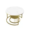 Set di 2 tavolini da caffè rotondi, oro e bianco Anteprima dell’immagine prodotto 9