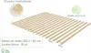 An illustration of a slatted bed base with dimensions and material information. Produktbild-Vorschau