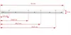 A diagram showing the dimensions of a white towel rack with multiple hooks. Produktbild-Vorschau