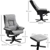 HOMCOM Relaxsessel mit Hocker, Fernsehsessel, Polstersessel Produktbild-Vorschau 3